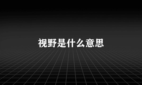 视野是什么意思