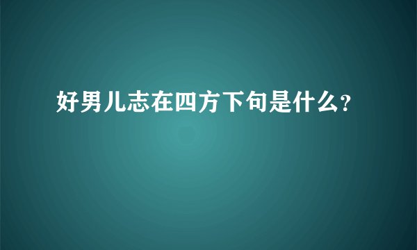 好男儿志在四方下句是什么？