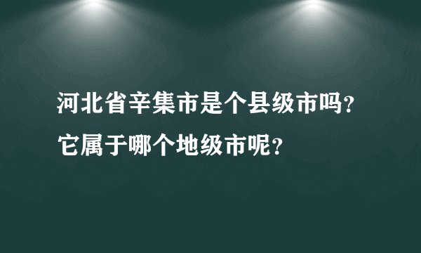 河北省辛集市是个县级市吗？它属于哪个地级市呢？