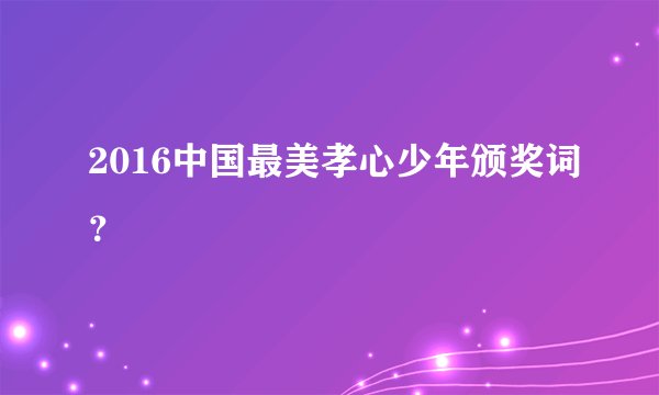 2016中国最美孝心少年颁奖词？