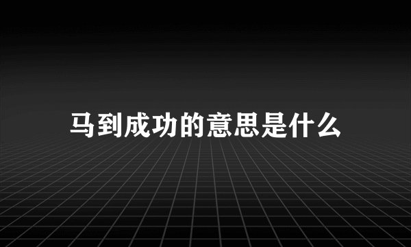 马到成功的意思是什么
