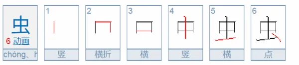 虫字 笔顺怎么写
