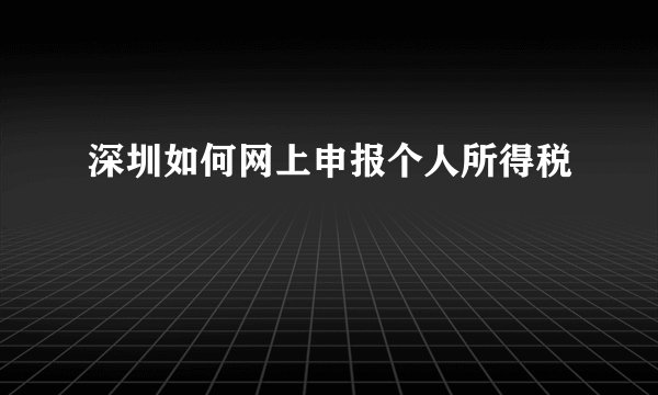 深圳如何网上申报个人所得税