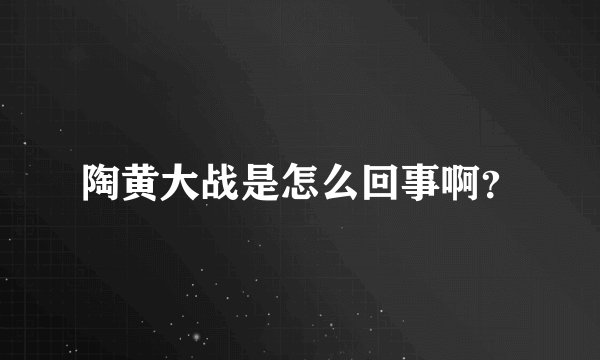 陶黄大战是怎么回事啊？