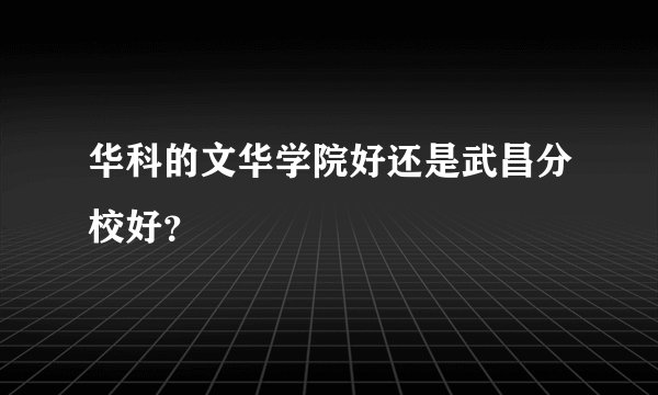 华科的文华学院好还是武昌分校好？