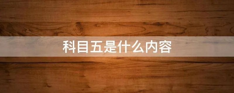 科目五是什么内容