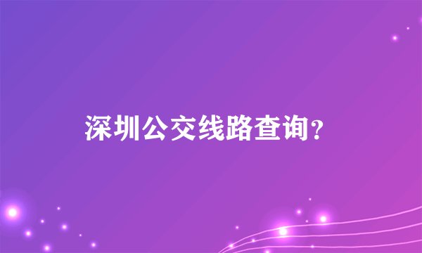 深圳公交线路查询？