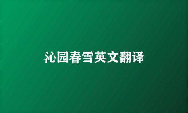 沁园春雪英文翻译