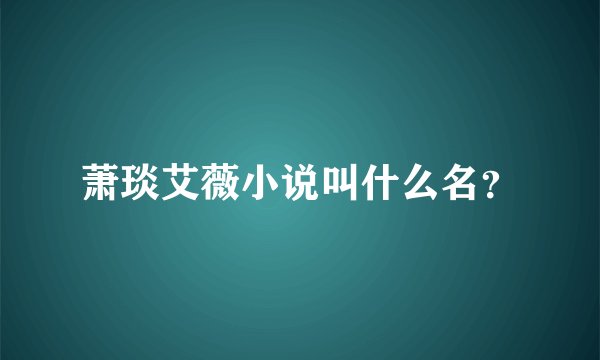 萧琰艾薇小说叫什么名?