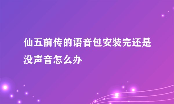 仙五前传的语音包安装完还是没声音怎么办
