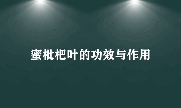 蜜枇杷叶的功效与作用