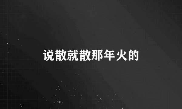 说散就散那年火的