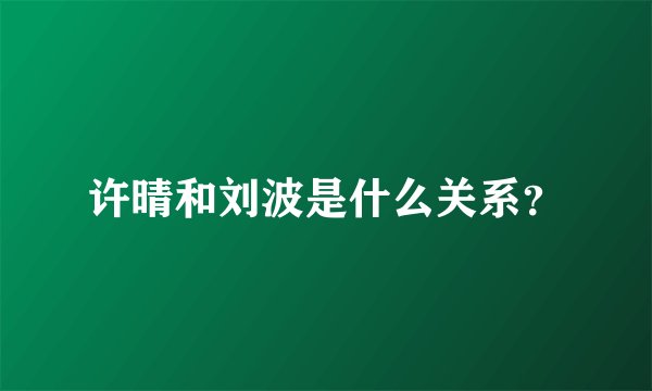 许晴和刘波是什么关系？