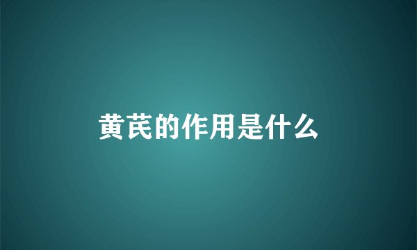 黄芪的作用是什么