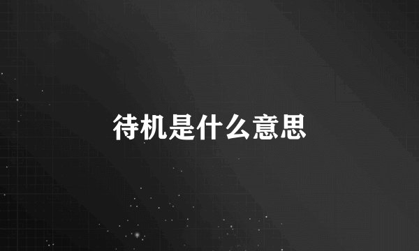 待机是什么意思