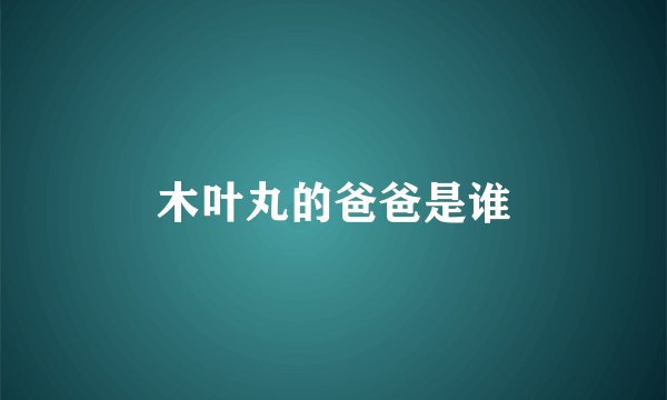 木叶丸的爸爸是谁