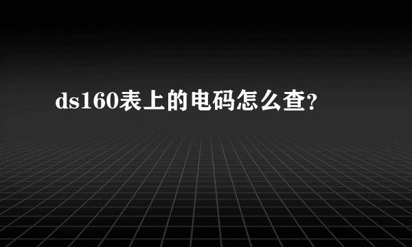 ds160表上的电码怎么查?