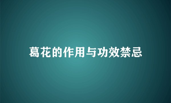 葛花的作用与功效禁忌