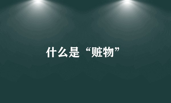 什么是“赃物”