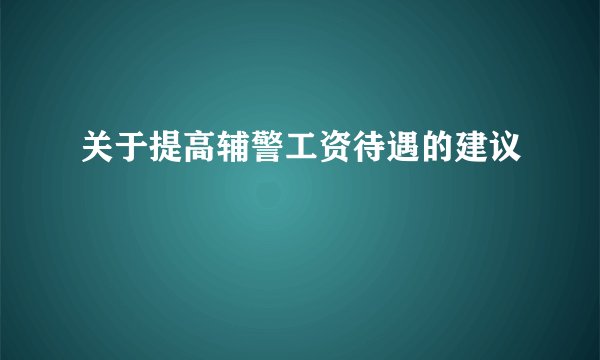 关于提高辅警工资待遇的建议