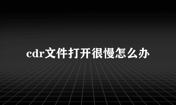 cdr文件打开很慢怎么办