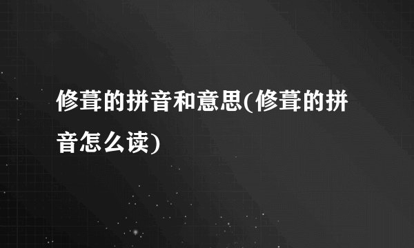 修葺的拼音和意思(修葺的拼音怎么读)