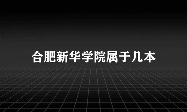 合肥新华学院属于几本