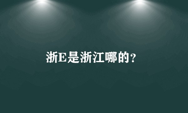 浙E是浙江哪的？