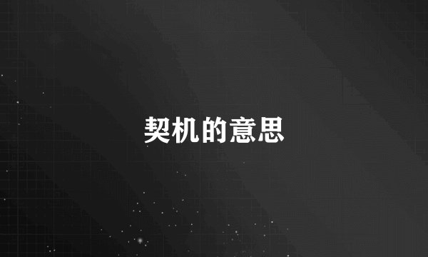 契机的意思