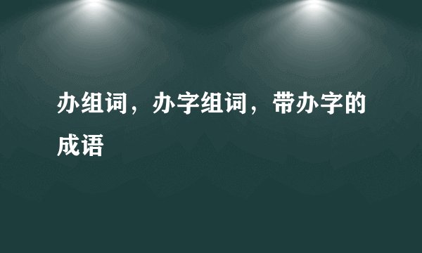 办组词，办字组词，带办字的成语