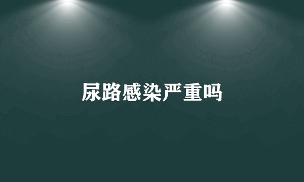 尿路感染严重吗