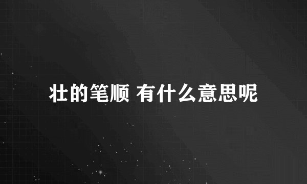 壮的笔顺 有什么意思呢