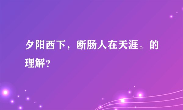 夕阳西下，断肠人在天涯。的理解？