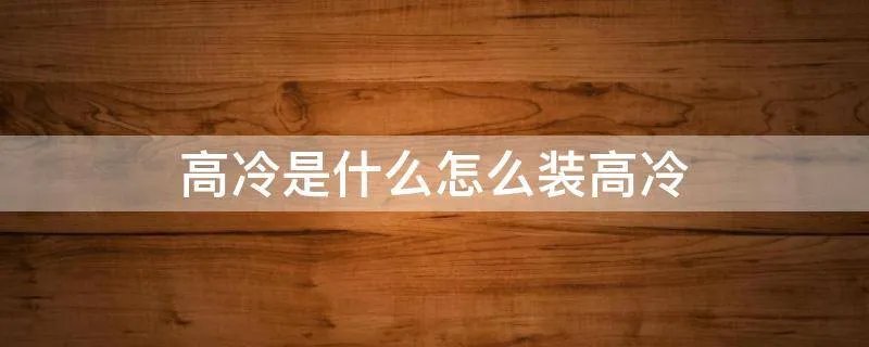 高冷是什么怎么装高冷