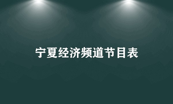 宁夏经济频道节目表