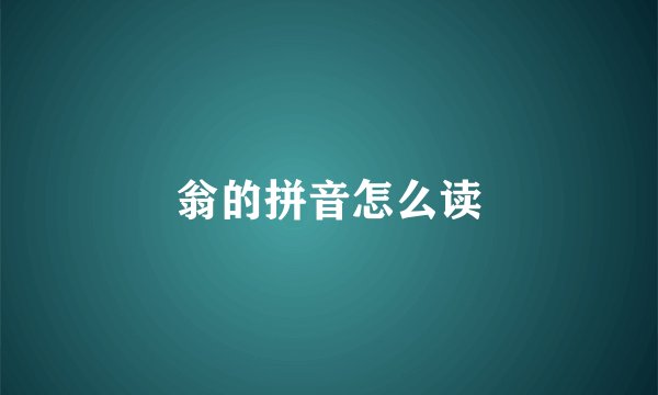 翁的拼音怎么读