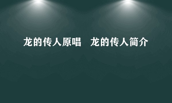 龙的传人原唱 龙的传人简介