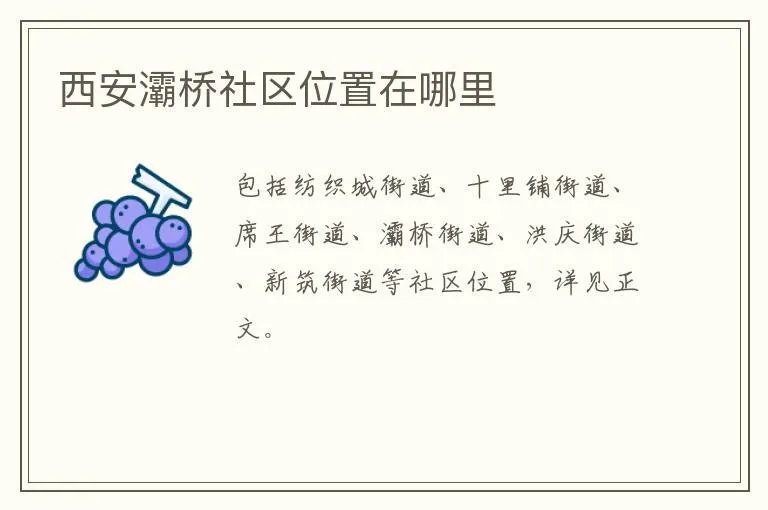 西安灞桥社区位置在哪里