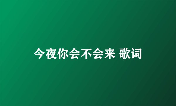今夜你会不会来 歌词