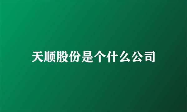 天顺股份是个什么公司