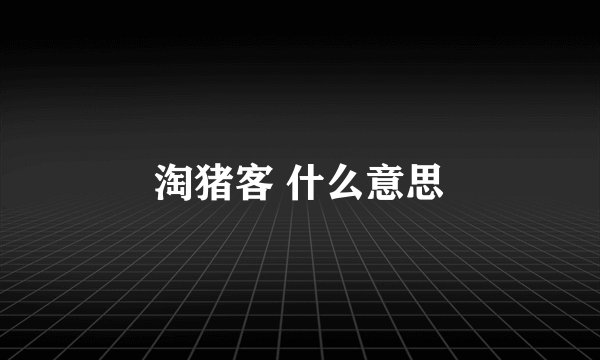 淘猪客 什么意思