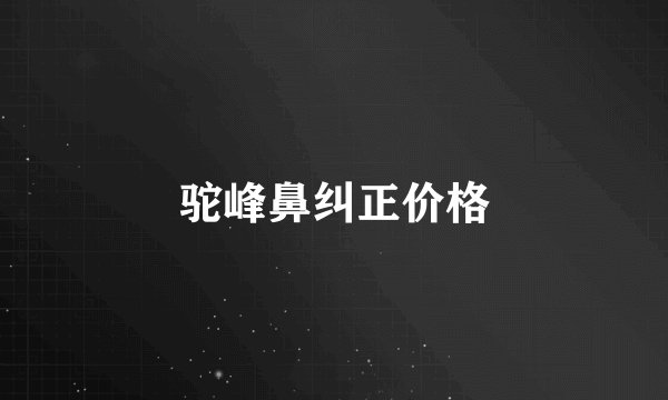 驼峰鼻纠正价格