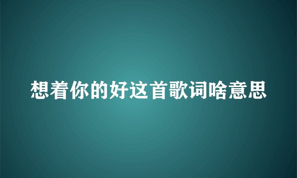 想着你的好这首歌词啥意思