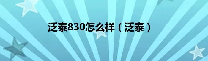 泛泰830怎么样（泛泰）