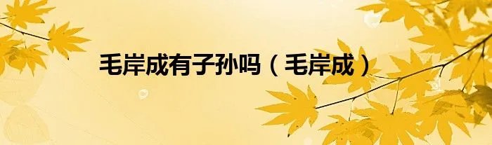 毛岸成有子孙吗（毛岸成）