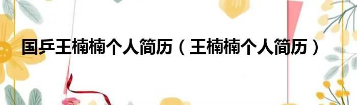 国乒王楠楠个人简历(王楠楠个人简历)