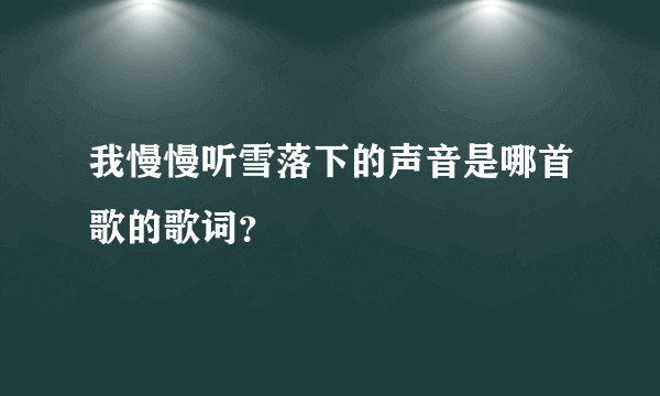 我慢慢听雪落下的声音是哪首歌的歌词?