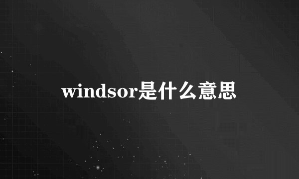 windsor是什么意思
