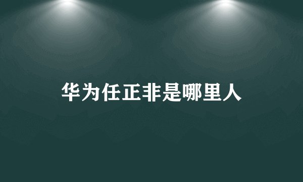 华为任正非是哪里人