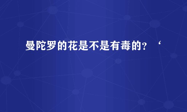 曼陀罗的花是不是有毒的？‘